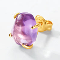 Raw Amethyst Citrine Four Claw Stud