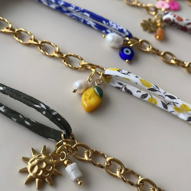 Braided Fruit Charm Half Chain BFF Bracelet