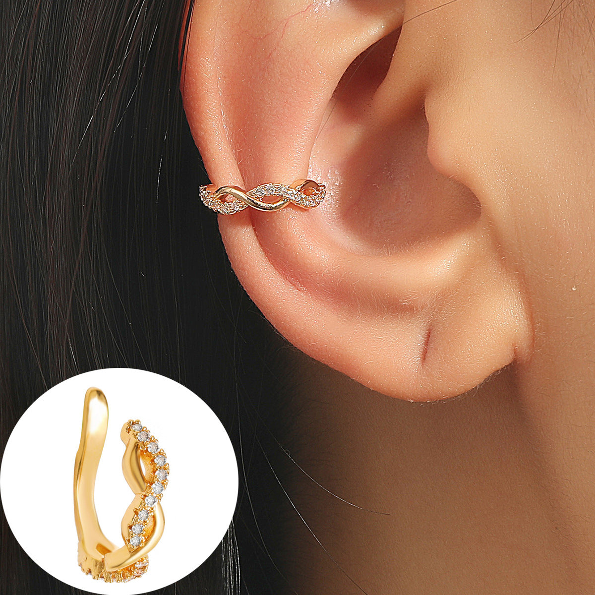 18K Gold Dainty Star No Piercing Conch Helix Ear Cuff Ear Clip | HSPJ1995