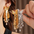 Versatile Butterfly Sequin Tassel Earrings