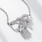 Ribbon Bow Moissanite Pendant Necklace