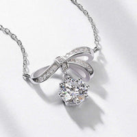 Ribbon Bow Moissanite Pendant Necklace