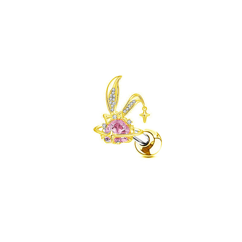 Pink Bunny Heart Surgical Steel Navel Ring Nose Ring