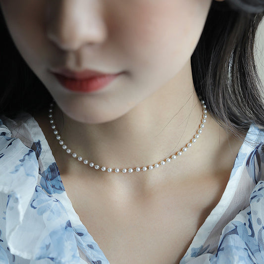 Petite Pearl Bead Women Choker Necklace