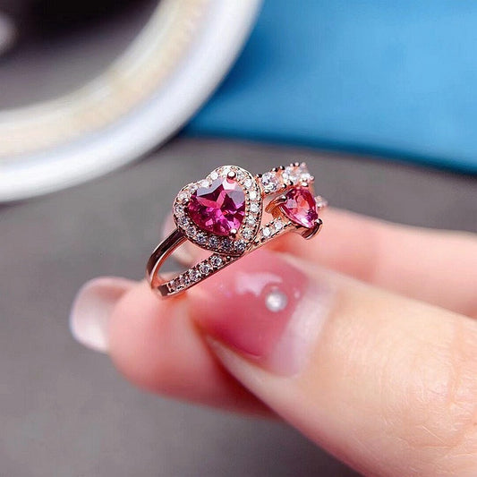 Pink Topaz Heart Ring, Sagittarius Jewelry