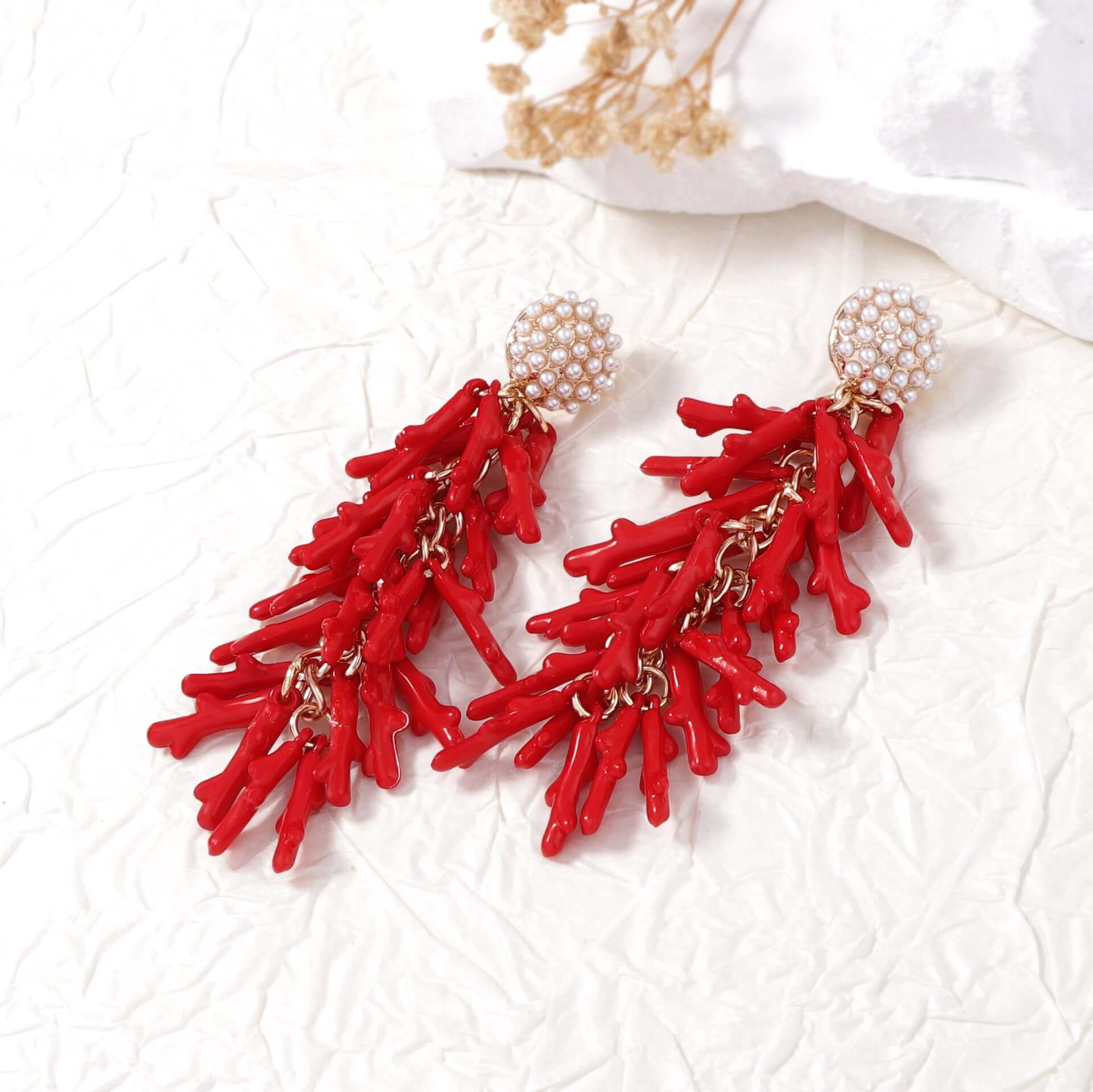 Ocean Inspired Red Coral Earrings