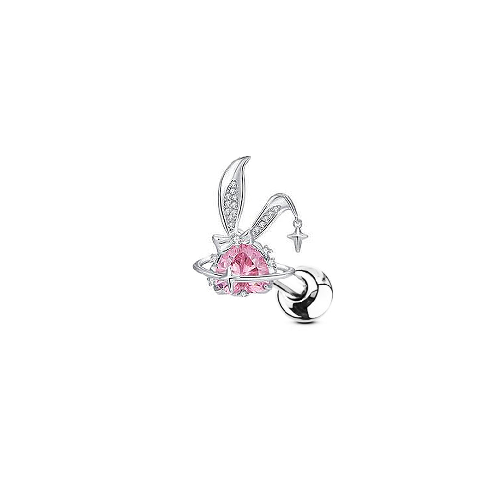 Pink Bunny Heart Surgical Steel Navel Ring Nose Ring