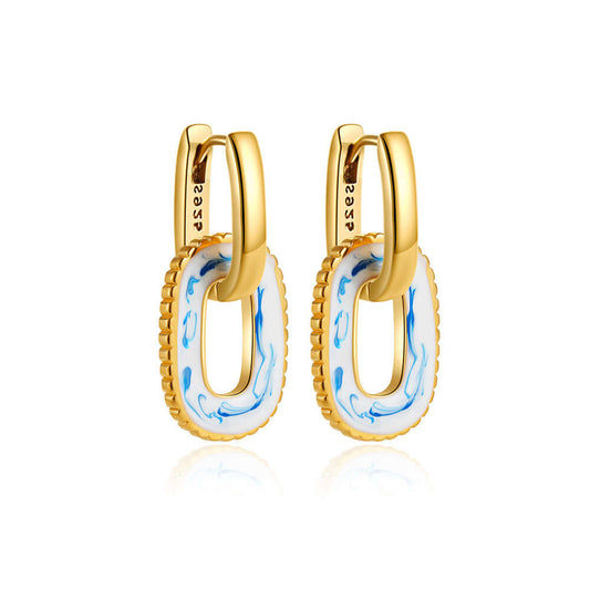 Porcelain Marble Double Hoop Earring