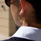 Gold Silver Chain Heart Lever Back Earrings