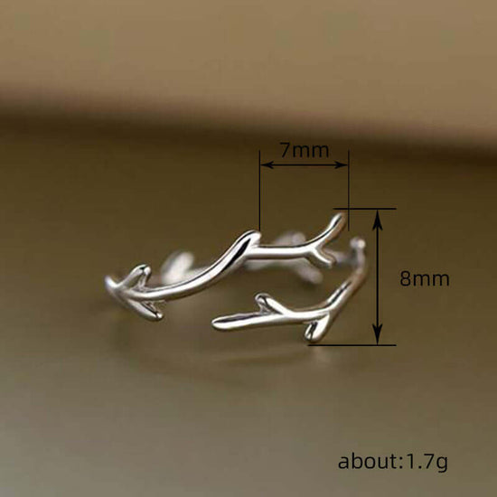 Sterling Silver Antler Deer Adjustable Ring
