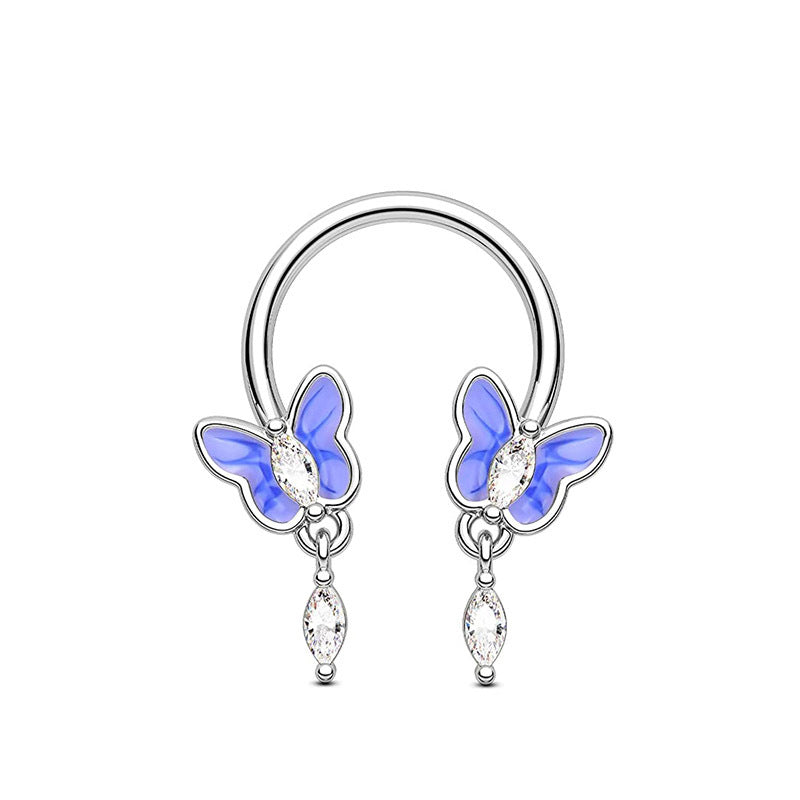 Butterfly Dangle Horseshoe Circular Barbell