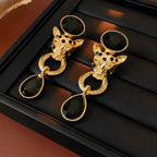 Mystery Black Gold Leopard Earrings