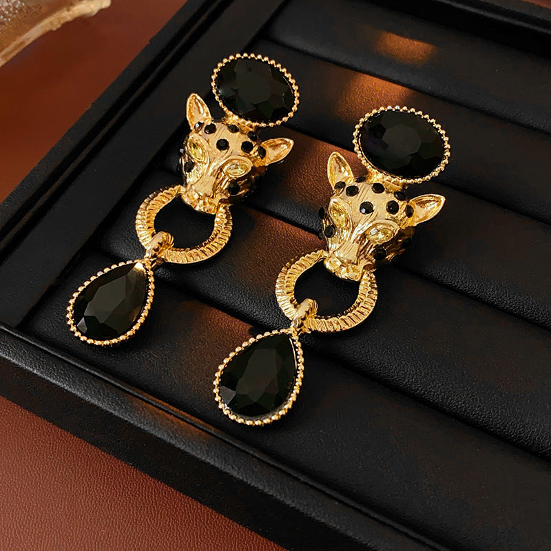 Mystery Black Gold Leopard Earrings