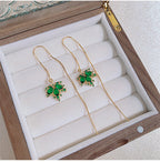 14K Gold Plated Maple Leaf Threader Earrings