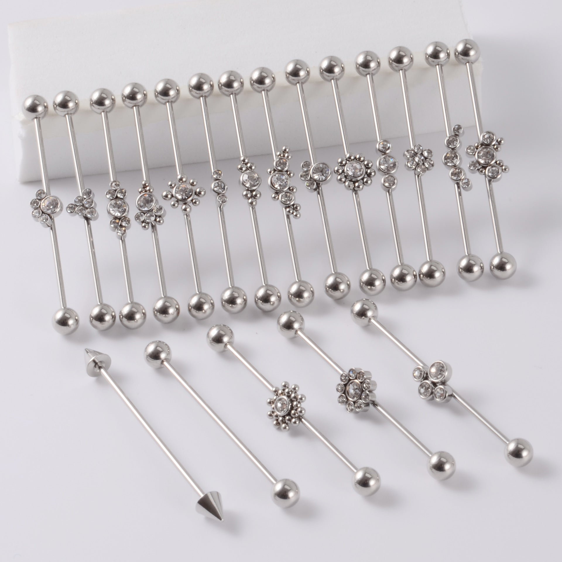 16G Gold & Silver Geometry Double Industrial Barbell Bar | DL2311