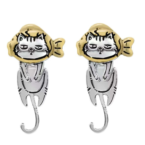 Cozy Laying Cat Small Hoop Earrings