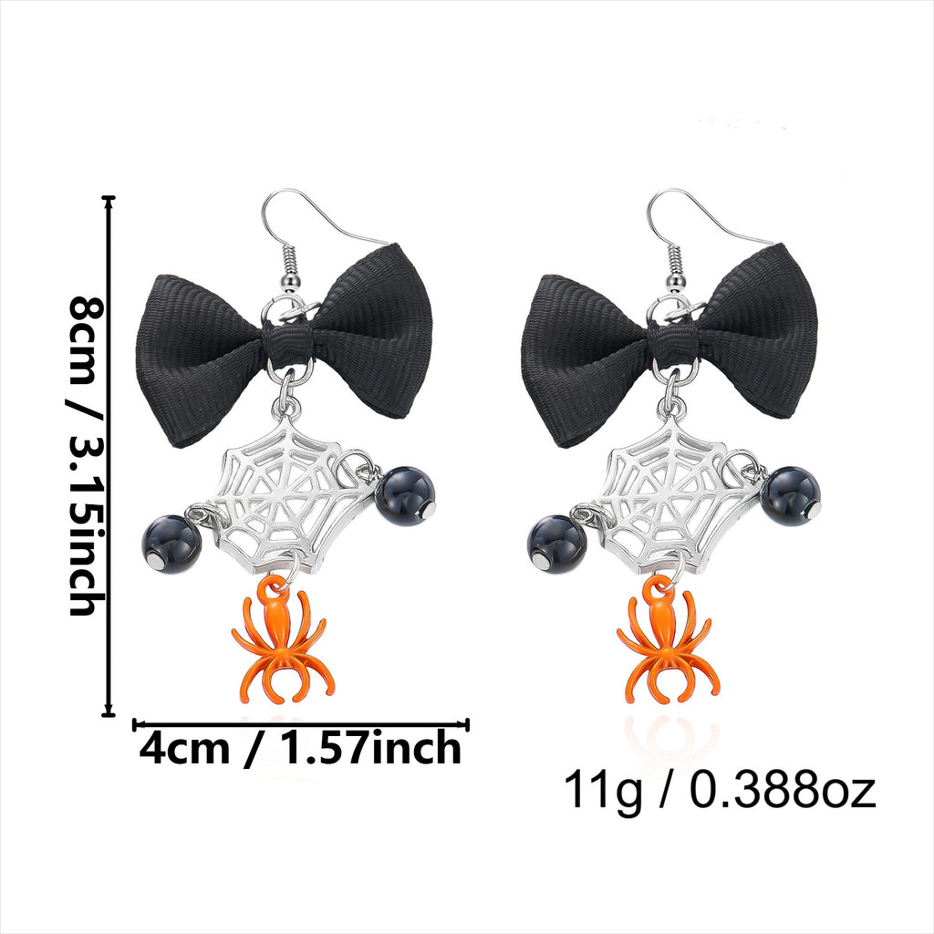 Web of Midnight Spider Chain Tassel Earrings