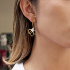 Pearl Lily Flower Linear Long Earrings