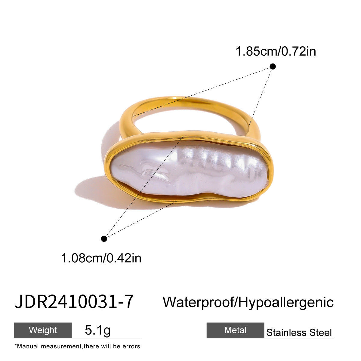 Baroque Chunky Pearl Thumb Index Ring