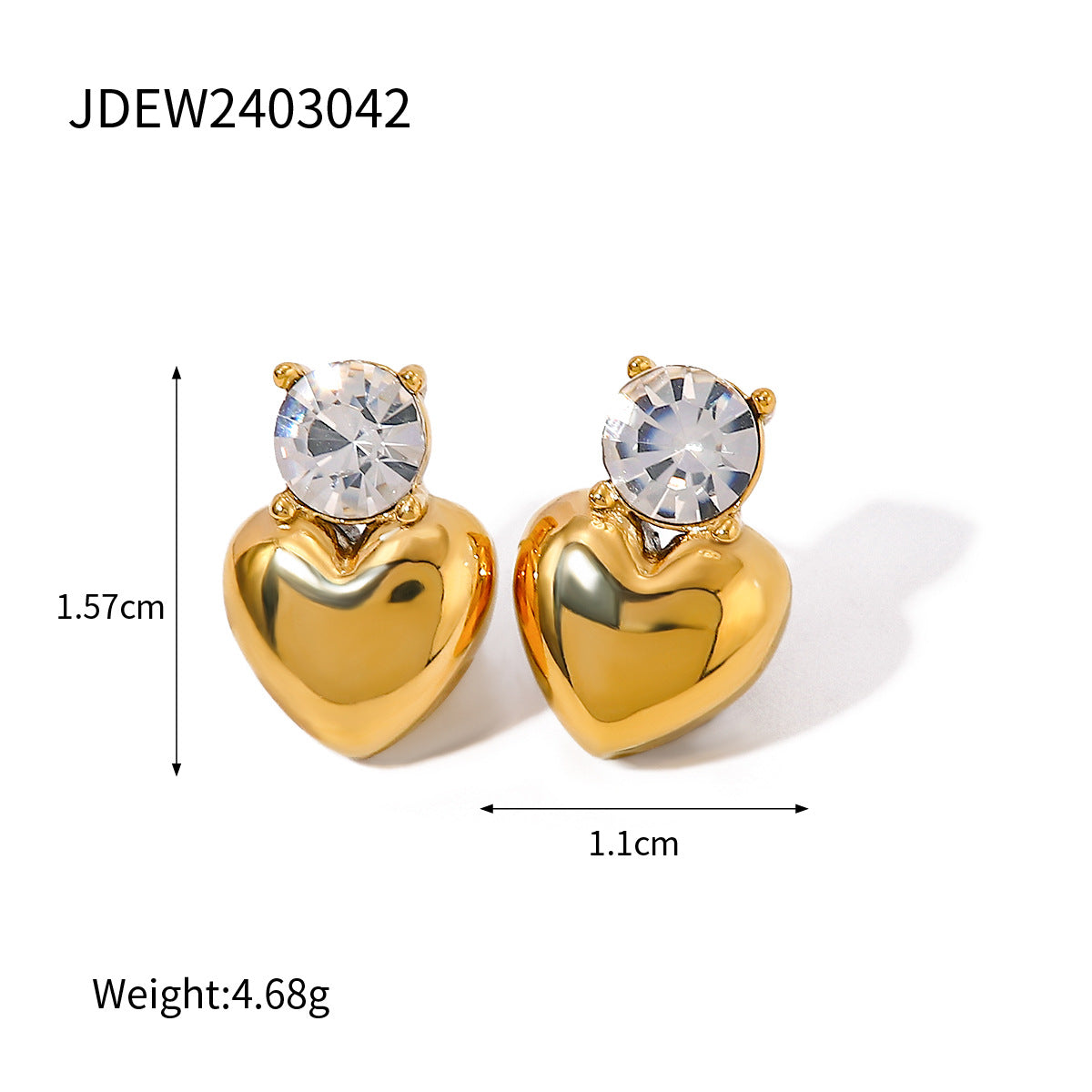 Color Red Heart Stud Earrings
