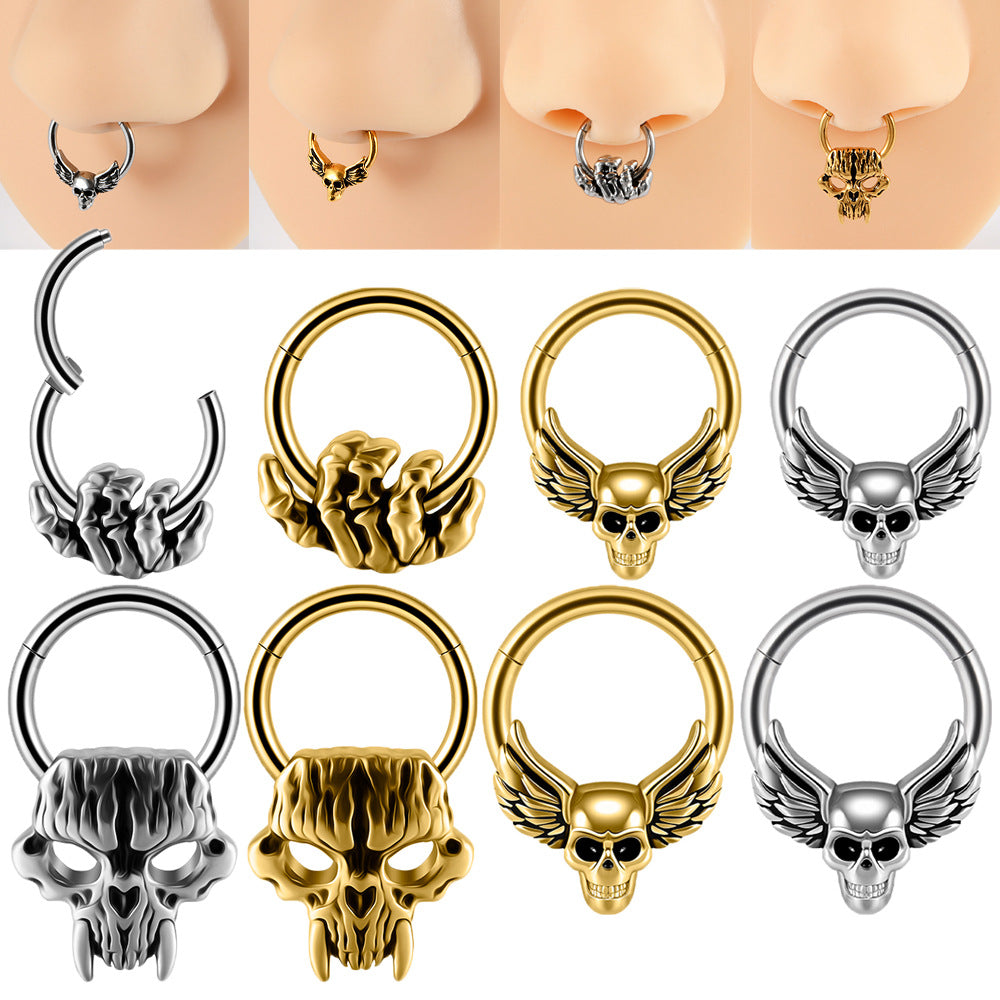Phantom Skull 16G Septum Clicker Piercing Ring