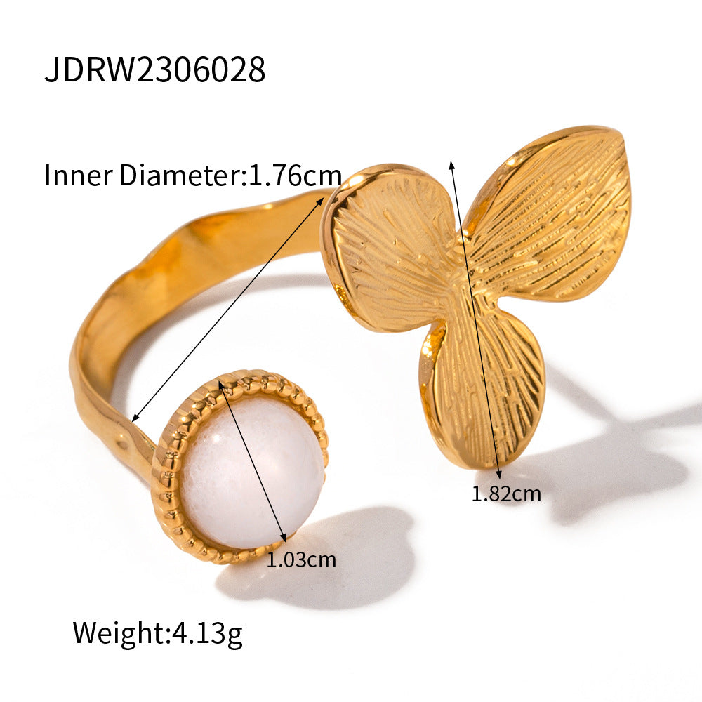 Chunky French Gold Open Cuff Waterproof Split Ring