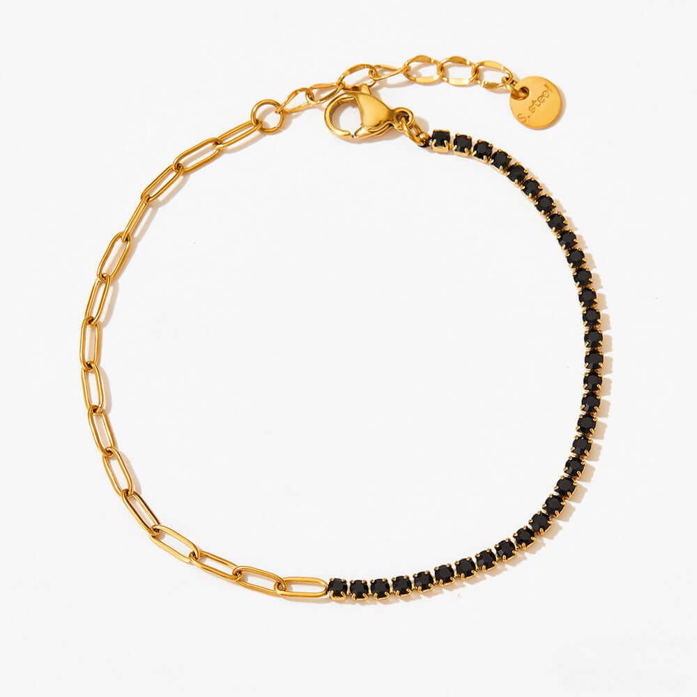 Half Eternity Paperclip Tennis Bracelet Gold