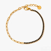 Half Eternity Paperclip Tennis Bracelet Gold