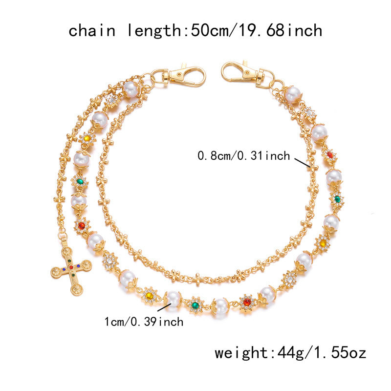 Pearl Bloom Layered Jeans Waist Chain