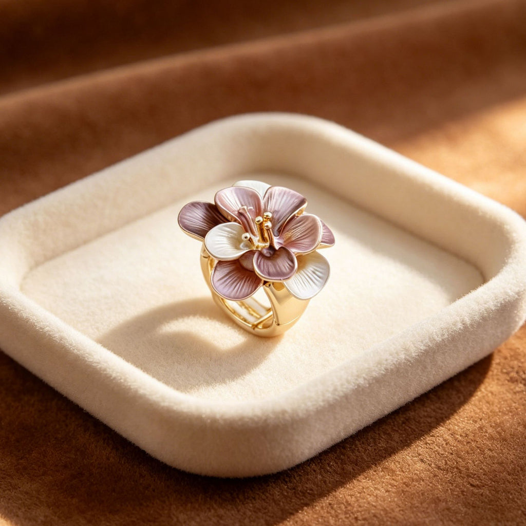 Secret Garden Enamel Flower Adjustable Ring