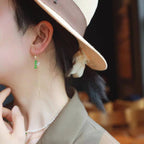 Green Bamboo Long Threader Earrings | S1941