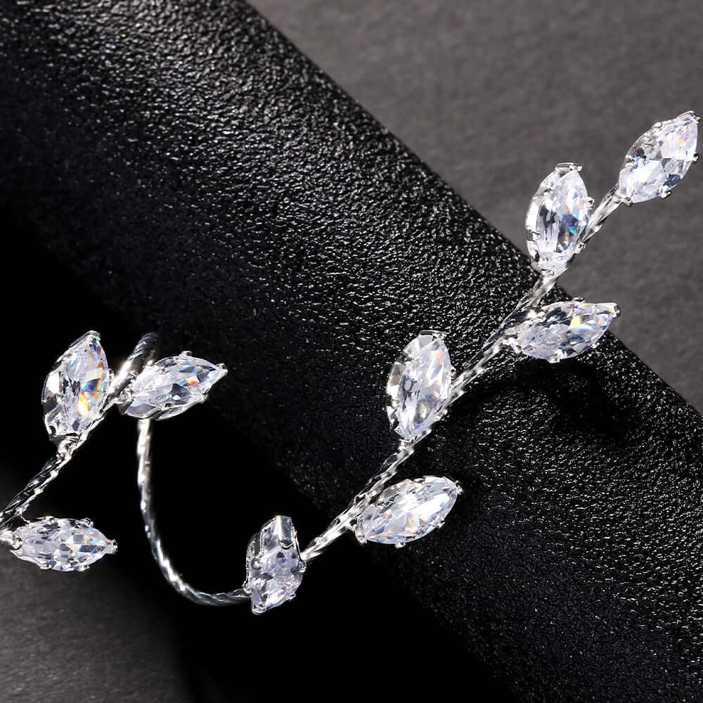 Olive Branch Leaf Bridal Hand Cuff Bracelet