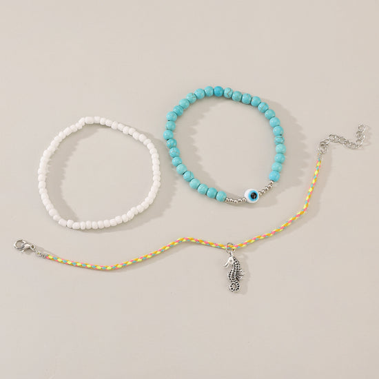 Coastal Charm Colorful Beaded Anklet