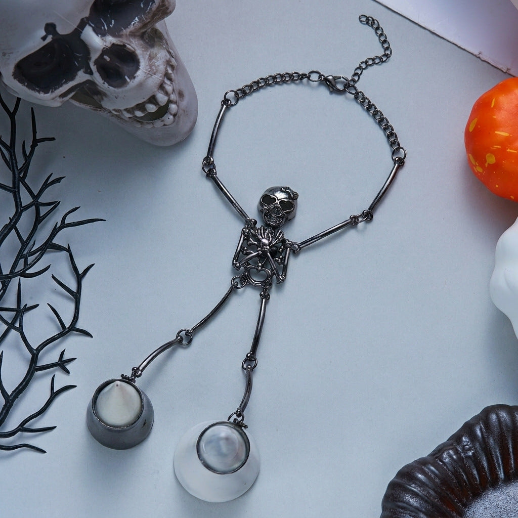 Golden Bones Skeleton Hand Chain Bracelet