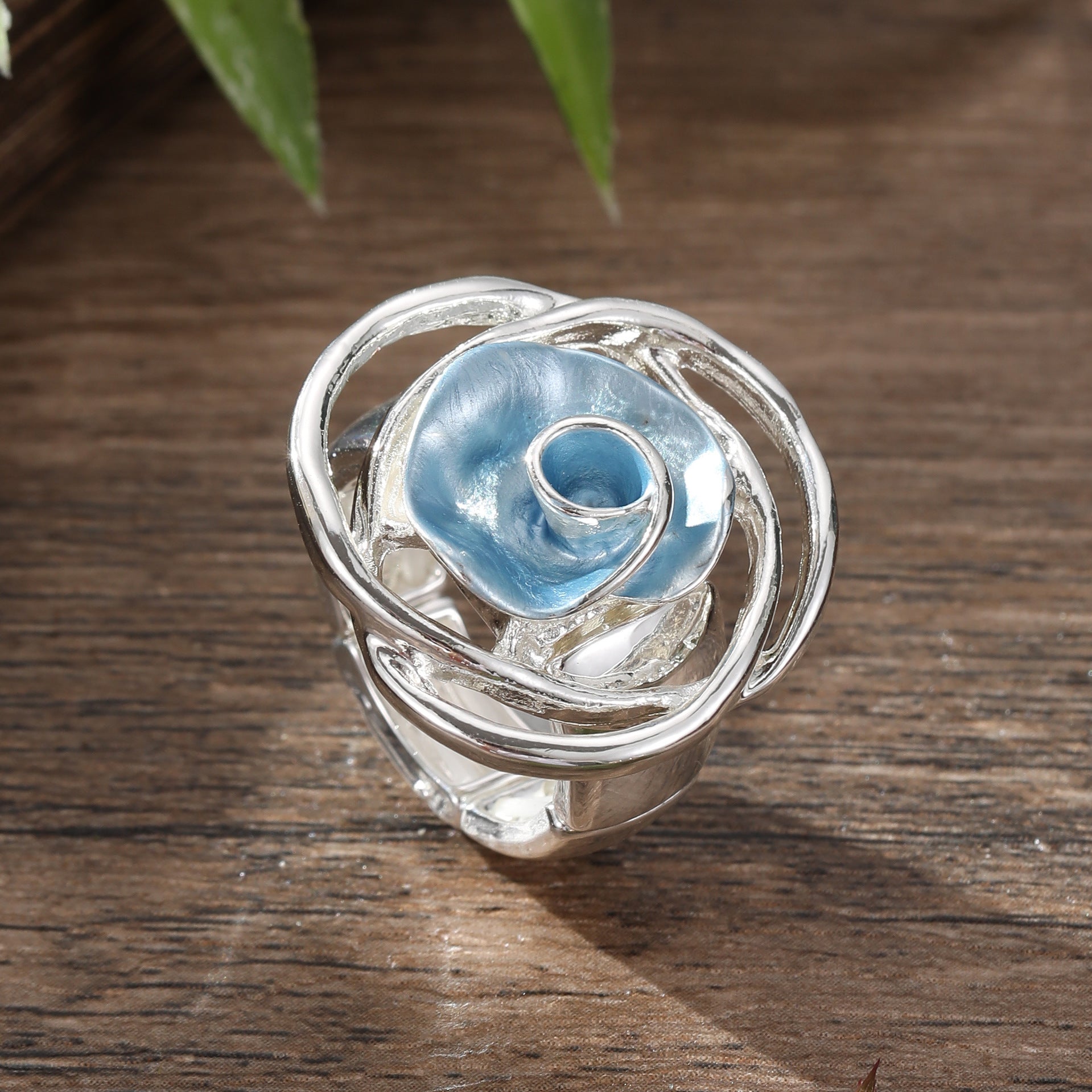 Hand-Painted Chunky Rose Ring