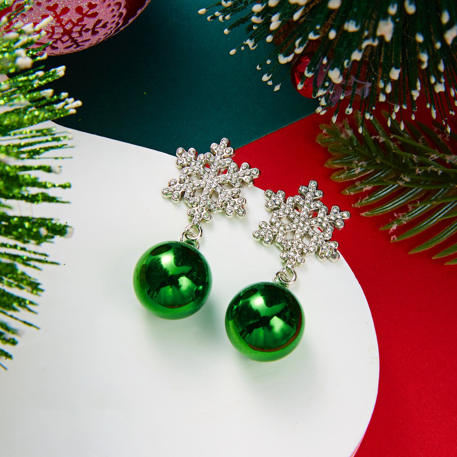 Merry Jingle Snowflake Crystal Bell Earrings