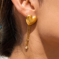 Color Red Heart Stud Earrings