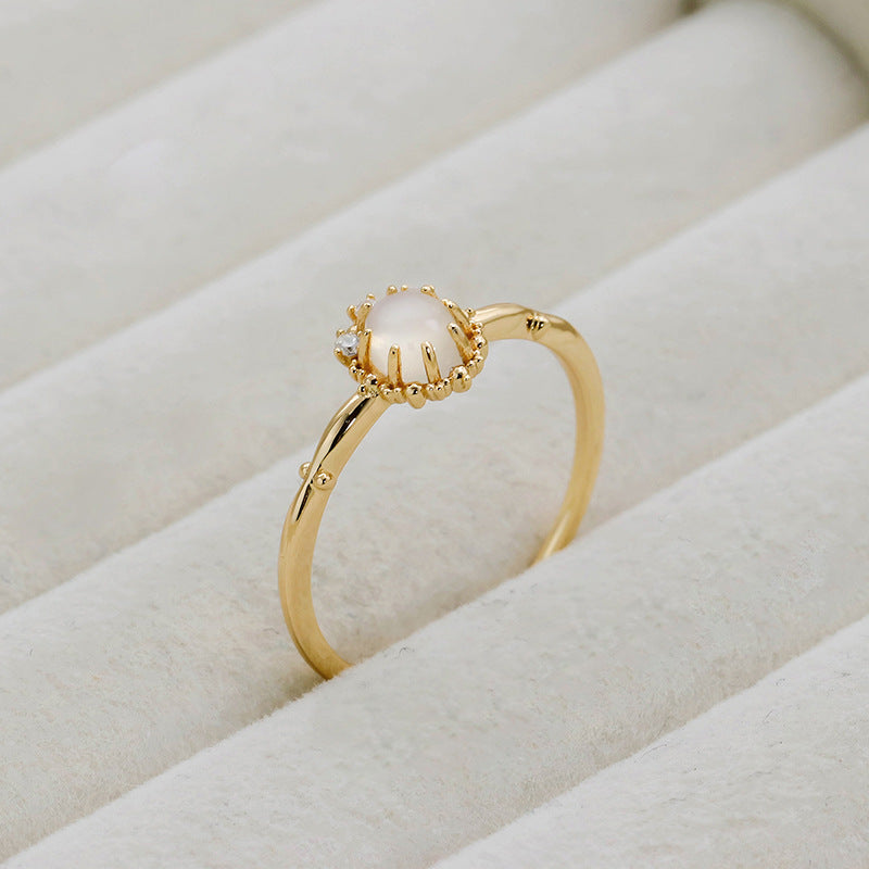 Aurora Moonstone Birthstone Ring