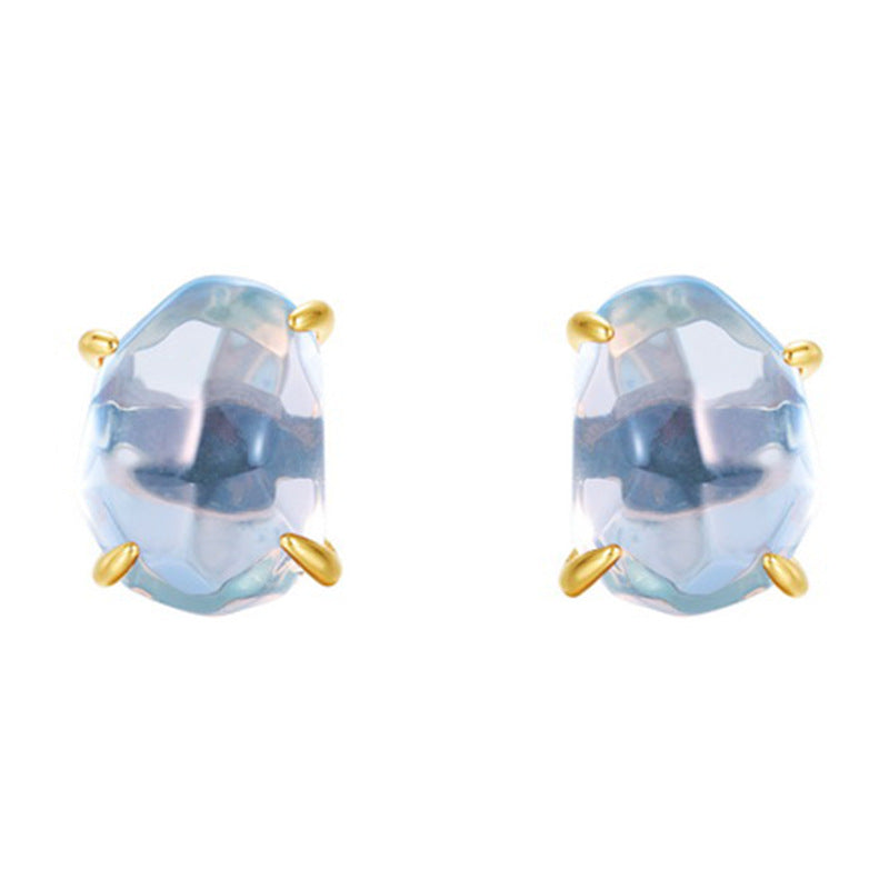Raw Amethyst Citrine Four Claw Stud