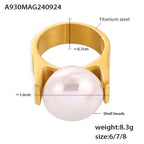 Exaggerate Pearl Gold Thumb Statement Ring