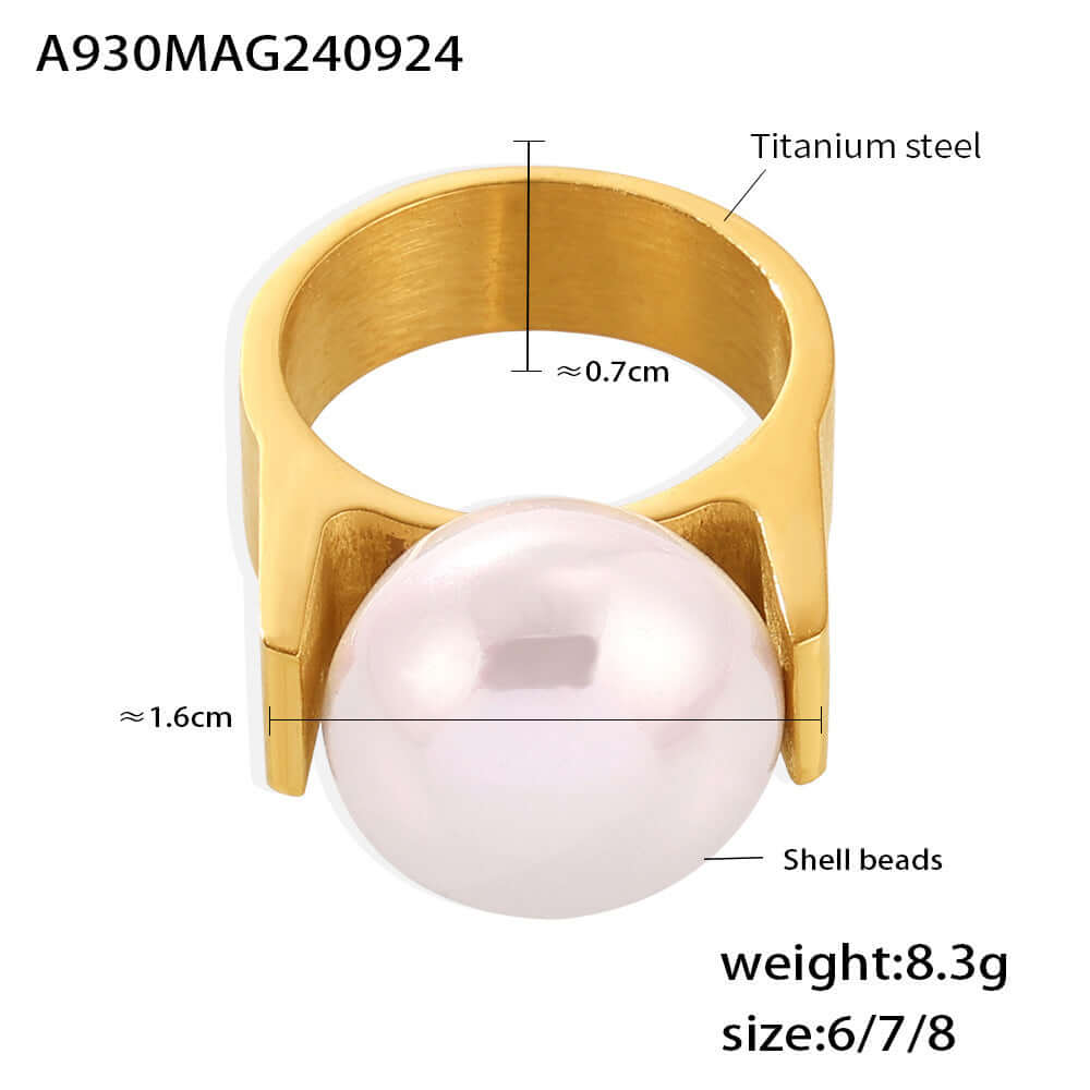 Exaggerate Pearl Gold Thumb Statement Ring