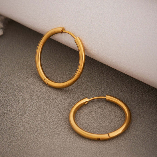 Duo Tones Basic Plain Thin Hoop Earrings