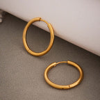 Duo Tones Basic Plain Thin Hoop Earrings