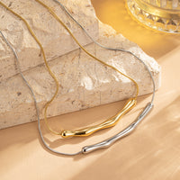 Irregular Curved Bar Versatile Herringbone Chain Necklace