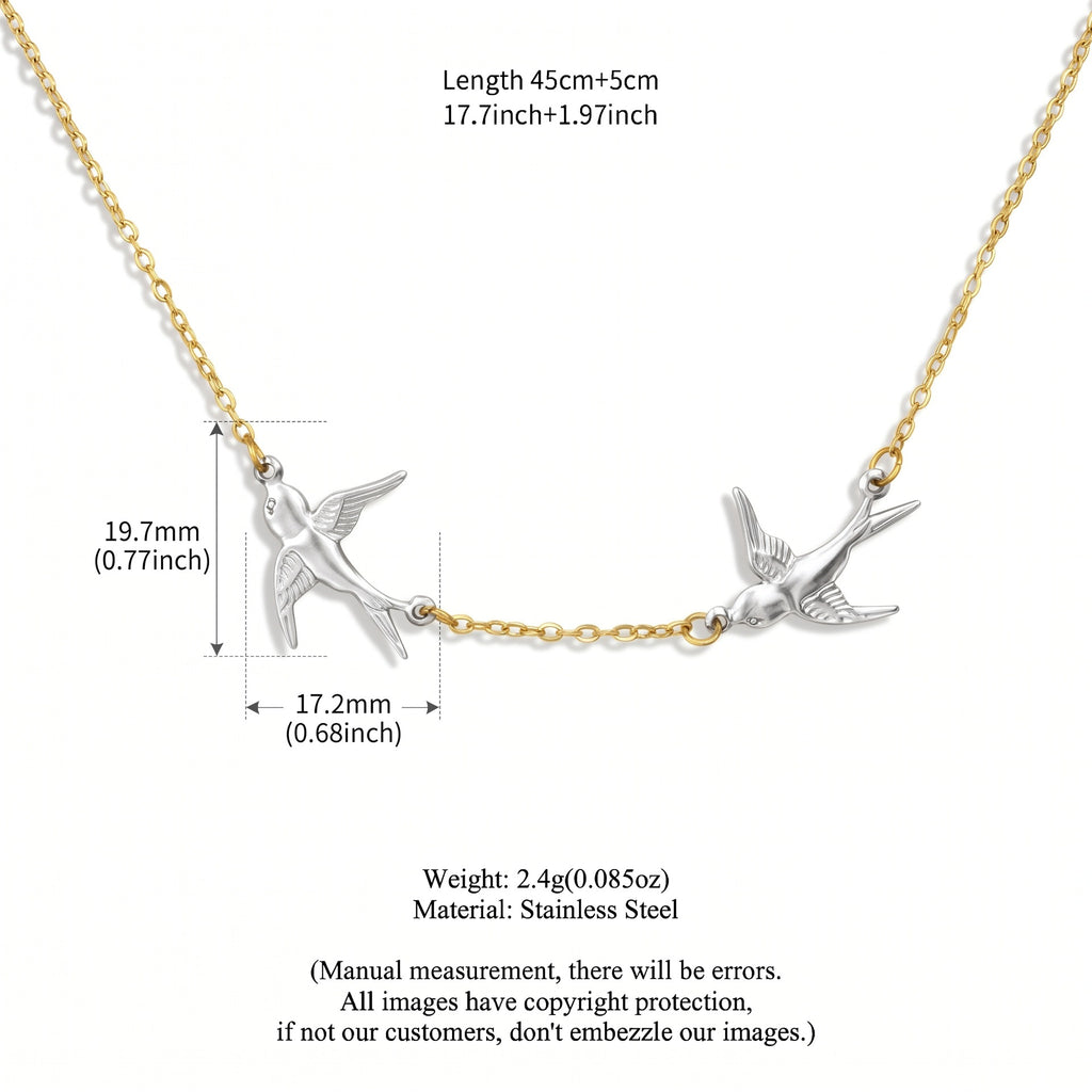Free Spirit Double Swallow Two-Tone Necklace