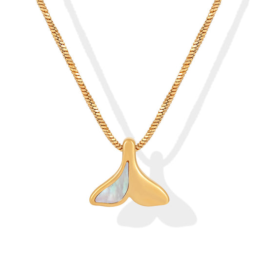 EDGY Whale Tail Two Tone Pendant Necklace