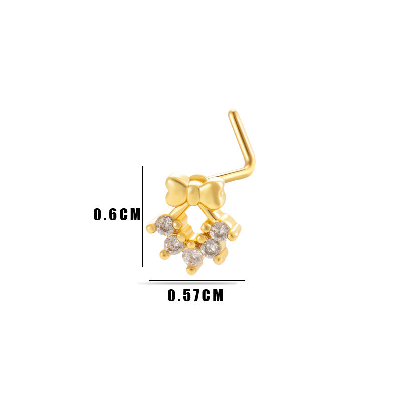 Little Bow Flower L Shape Nose Ring
