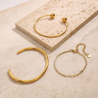 Titanium Cuff Bangle Half Tennis Bracelet Set