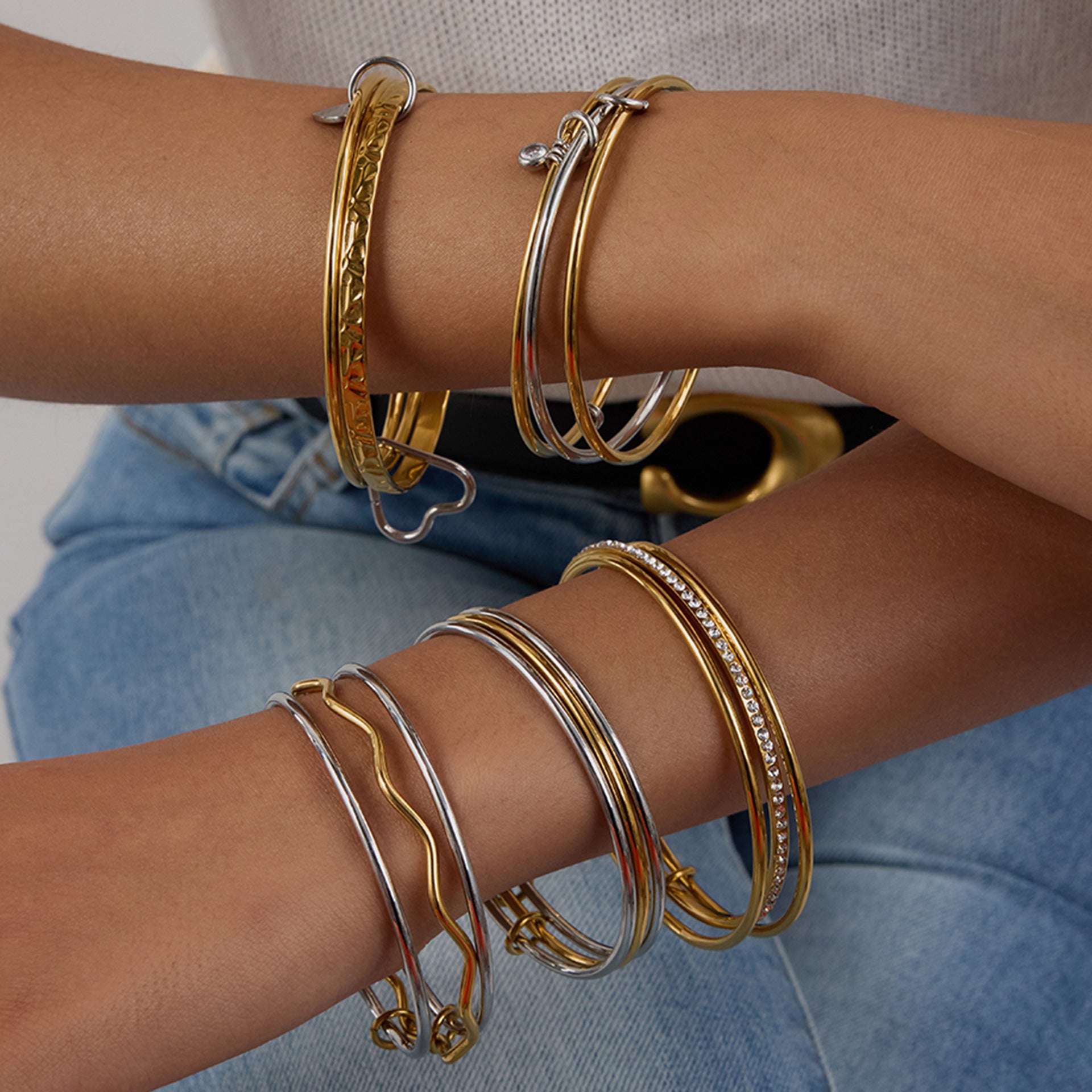 Stacking Crossover Wrap Bangle Bracelet