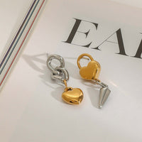 Asymmetric Heart Cone Chain Drop Earrings